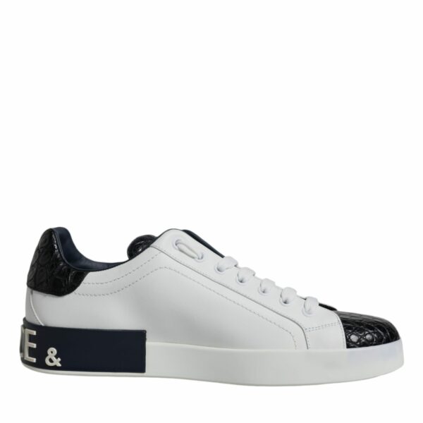 Dolce & Gabbana White Leather Logo Portofino Sneaker Shoes