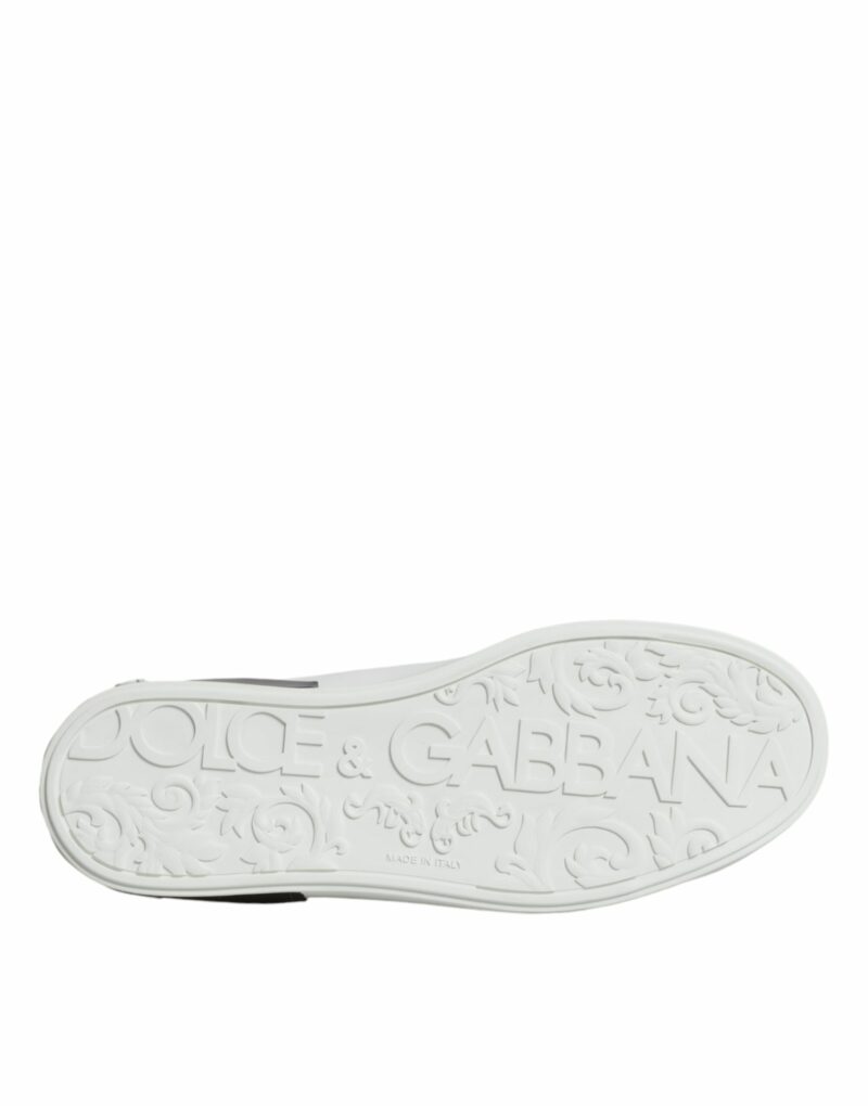 Dolce & Gabbana White Leather Logo Portofino Sneaker Shoes - Image 8