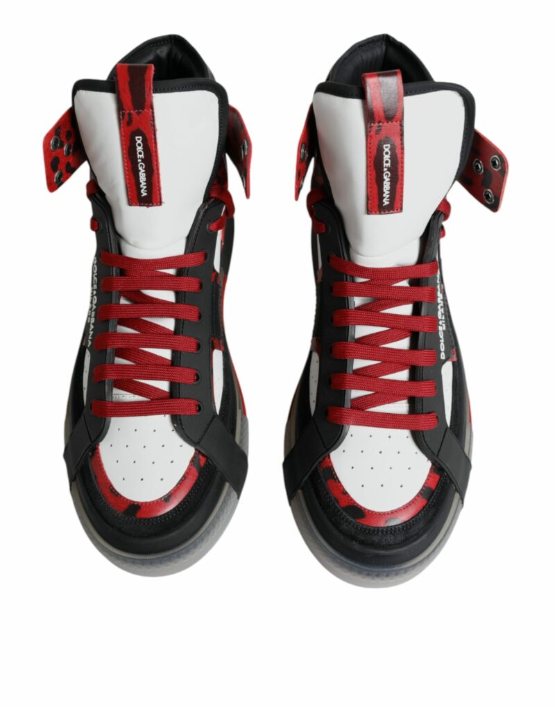 Dolce & Gabbana Multicolor Leather High Top Sneakers Shoes - Image 3