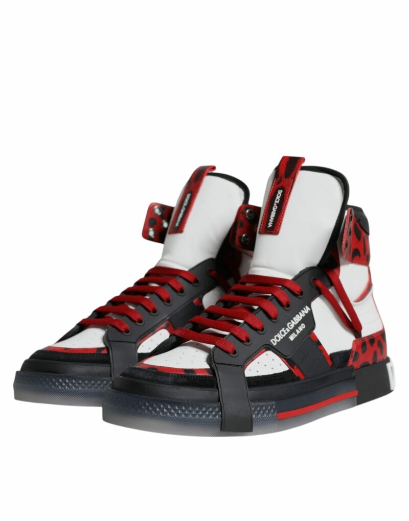 Dolce & Gabbana Multicolor Leather High Top Sneakers Shoes - Image 4
