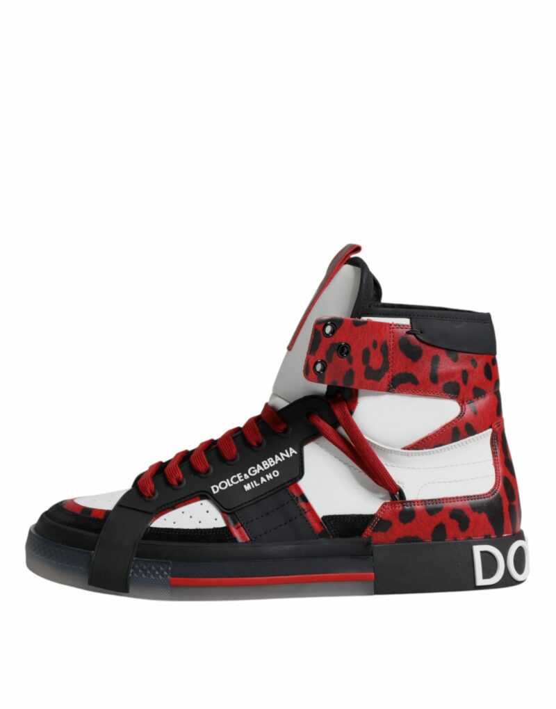Dolce & Gabbana Multicolor Leather High Top Sneakers Shoes - Image 6
