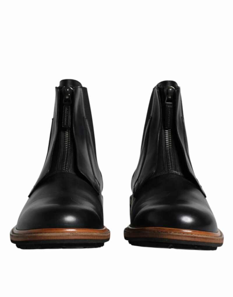 Dolce & Gabbana Black Leather Chelsea Mid Calf Men Boots Shoes - Image 2
