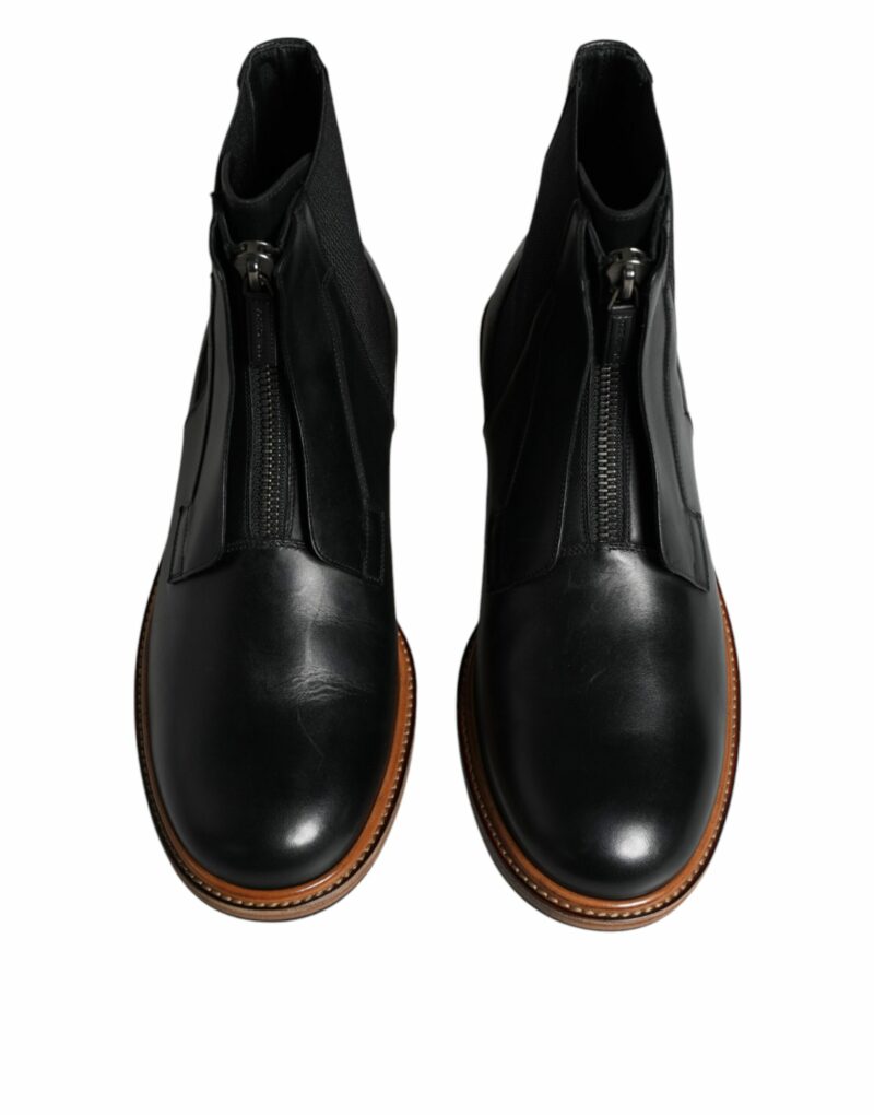 Dolce & Gabbana Black Leather Chelsea Mid Calf Men Boots Shoes - Image 3