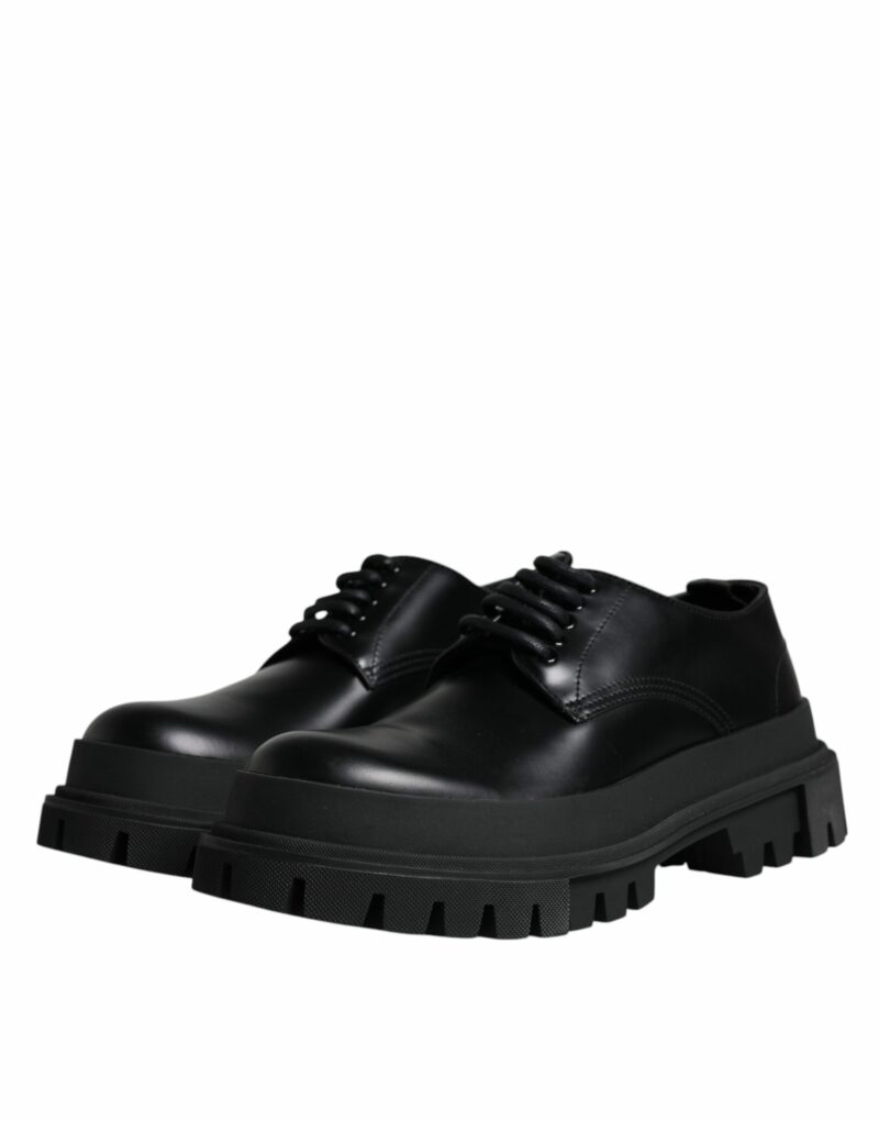 Dolce & Gabbana Black Leather Lace Up Trekking Dress Shoes - Image 4