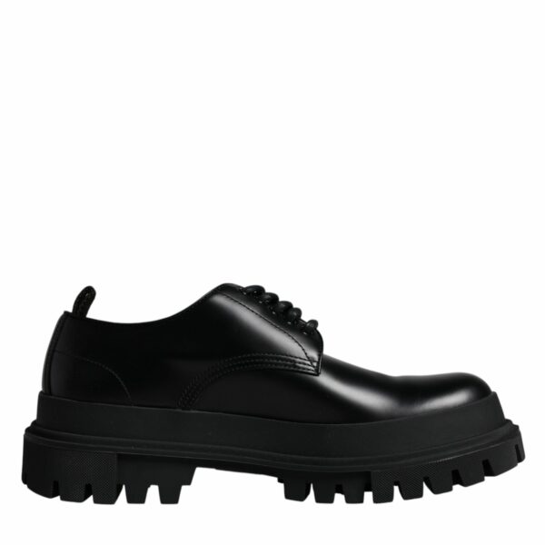 Dolce & Gabbana Black Leather Lace Up Trekking Dress Shoes