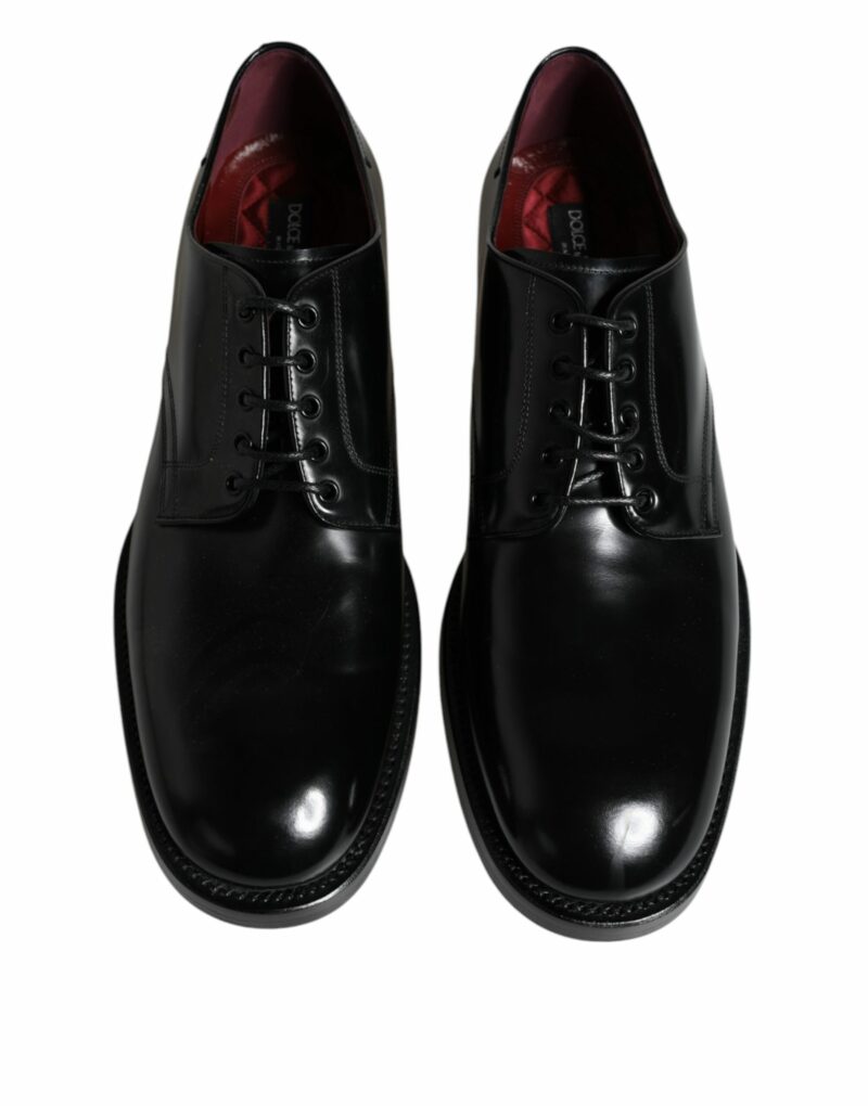 Dolce & Gabbana Black Leather Lace Up Men Derby Formal Shoes - Image 3