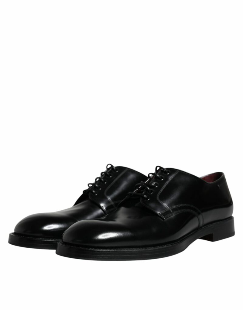 Dolce & Gabbana Black Leather Lace Up Men Derby Formal Shoes - Image 4
