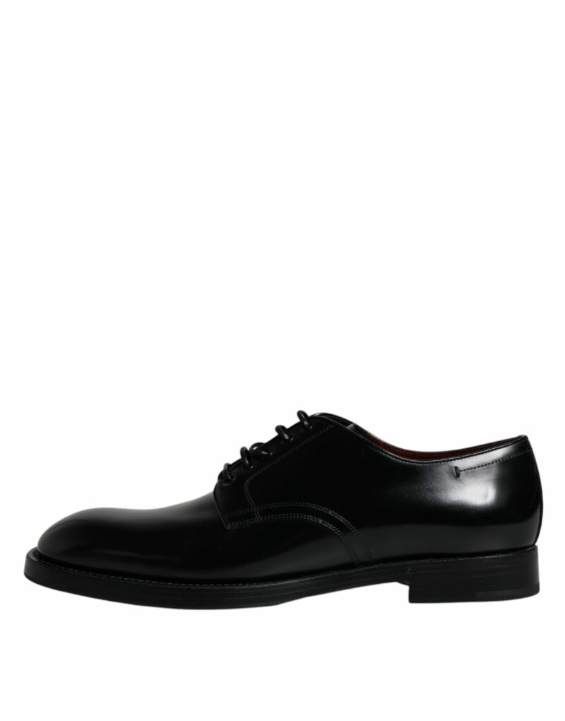 Dolce & Gabbana Black Leather Lace Up Men Derby Formal Shoes - Image 6