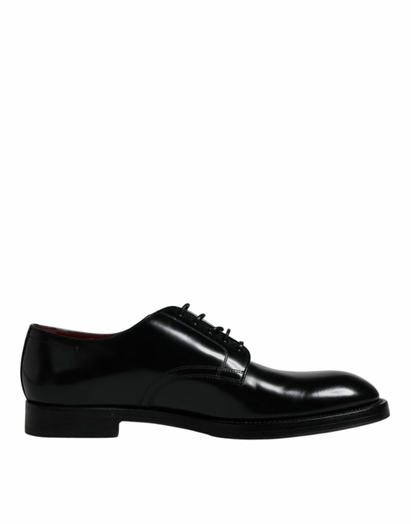 Dolce & Gabbana Black Leather Lace Up Men Derby Formal Shoes - Image 7