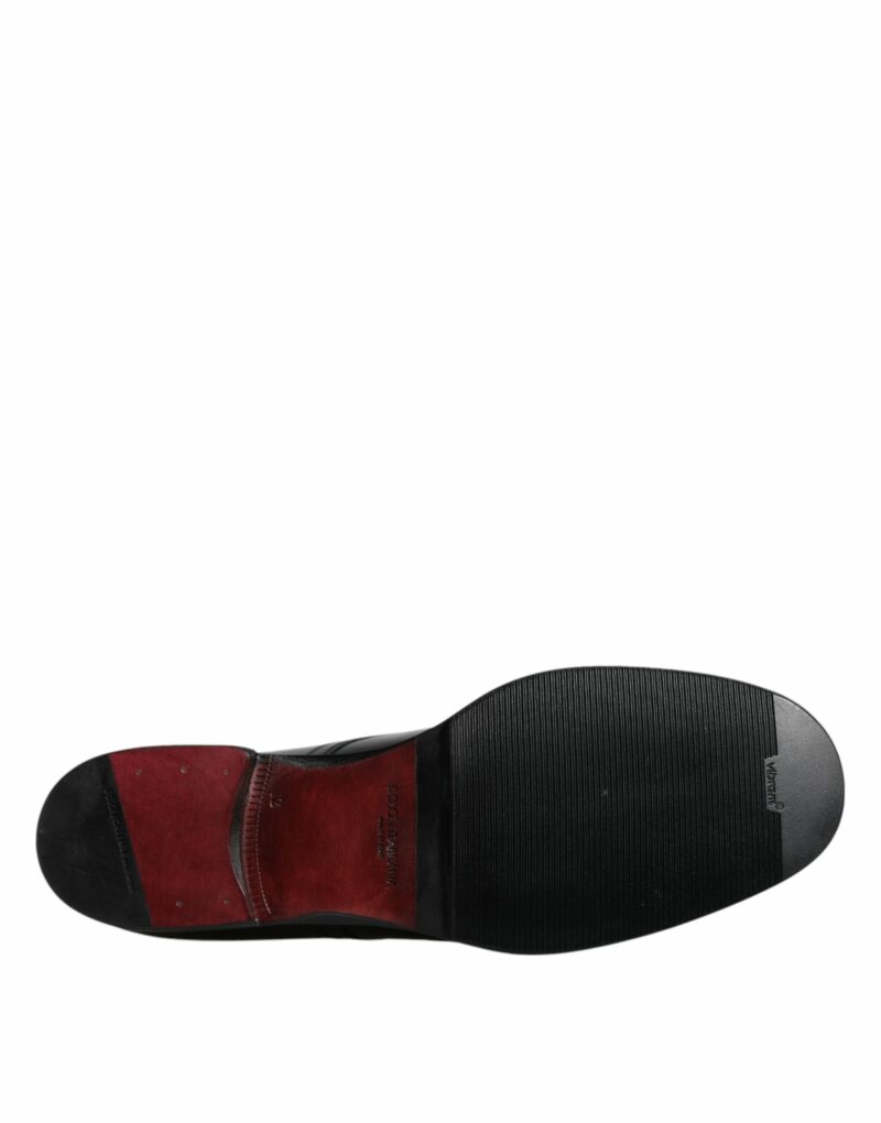 Dolce & Gabbana Black Leather Lace Up Men Derby Formal Shoes - Image 8