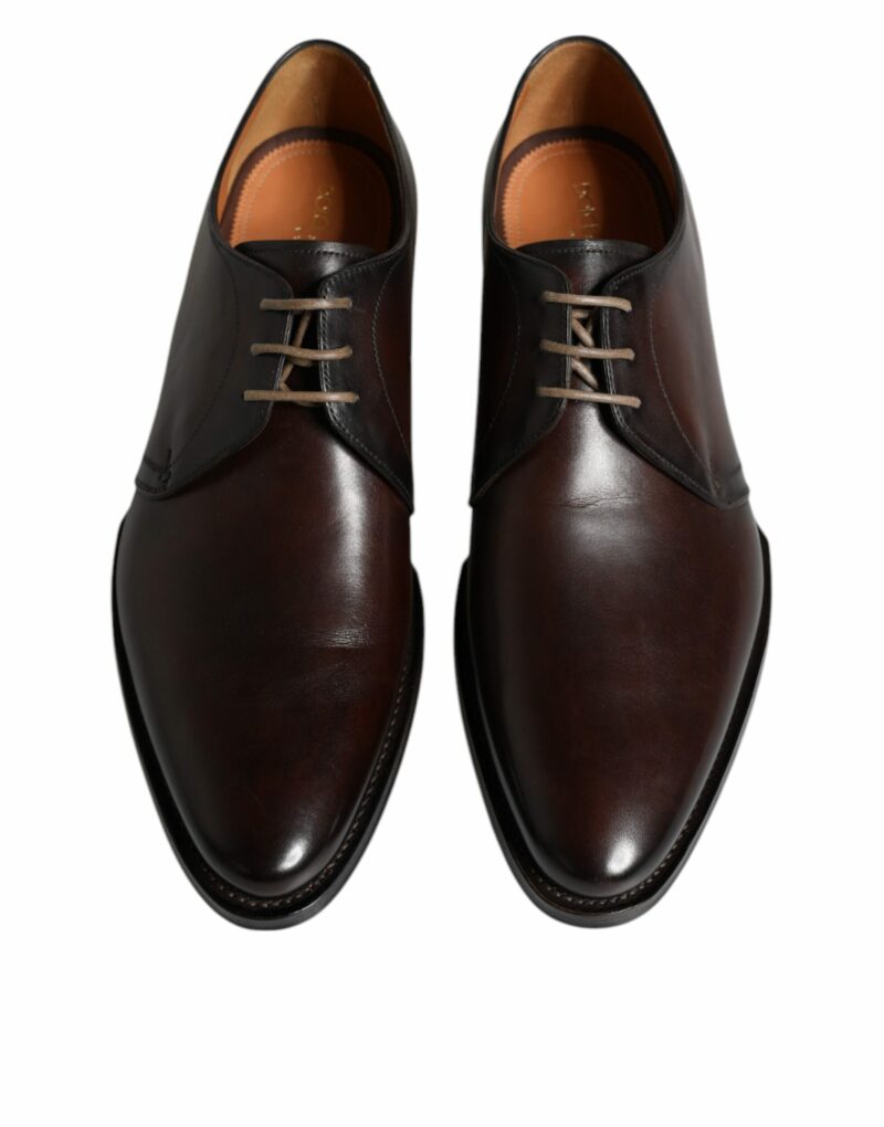 Dolce & Gabbana Black Leather Lace Up Men Derby Formal Shoes - Image 3