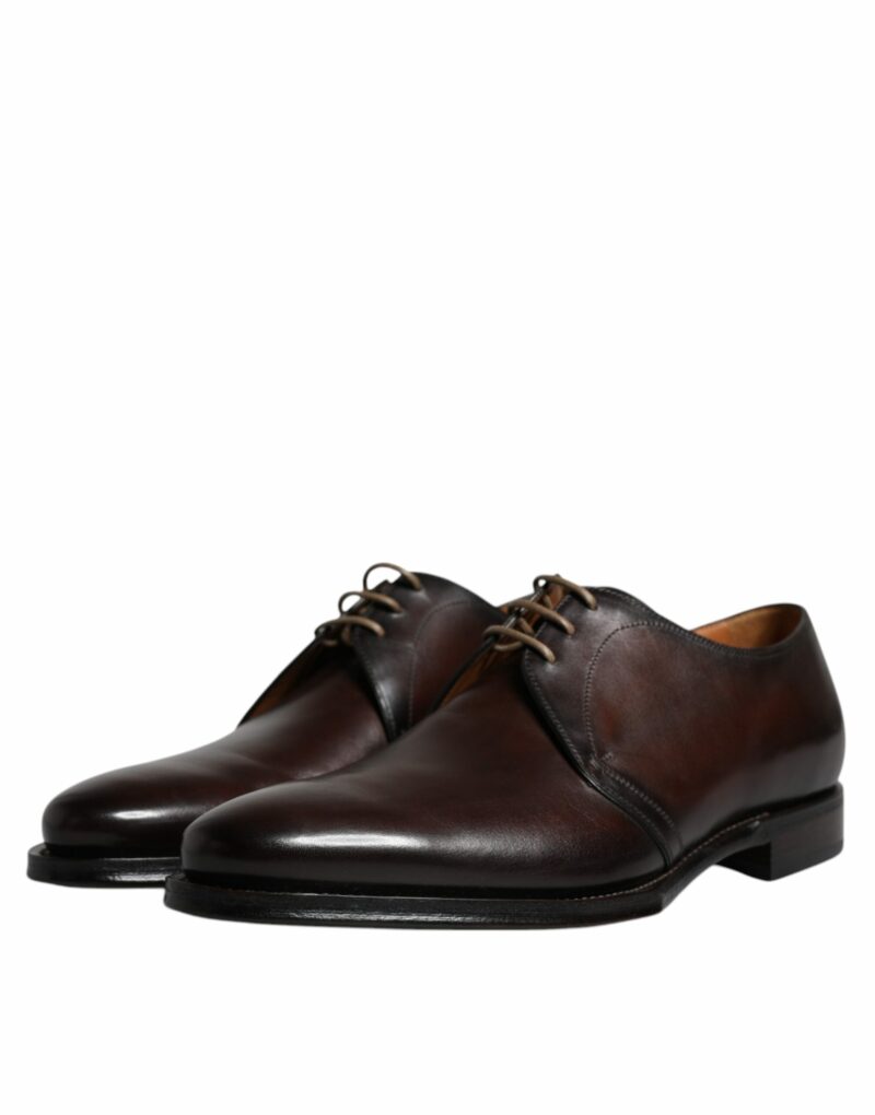 Dolce & Gabbana Black Leather Lace Up Men Derby Formal Shoes - Image 4