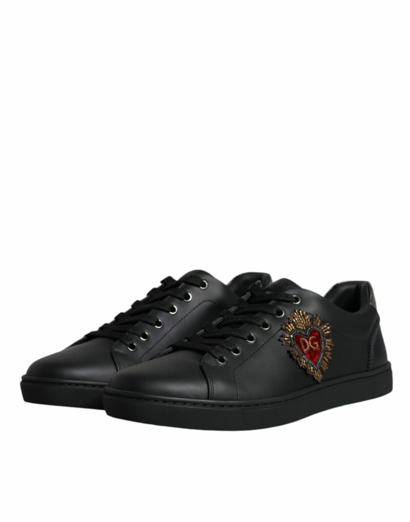 Dolce & Gabbana Black London Sacred Heart Men Sneakers Shoes - Image 4