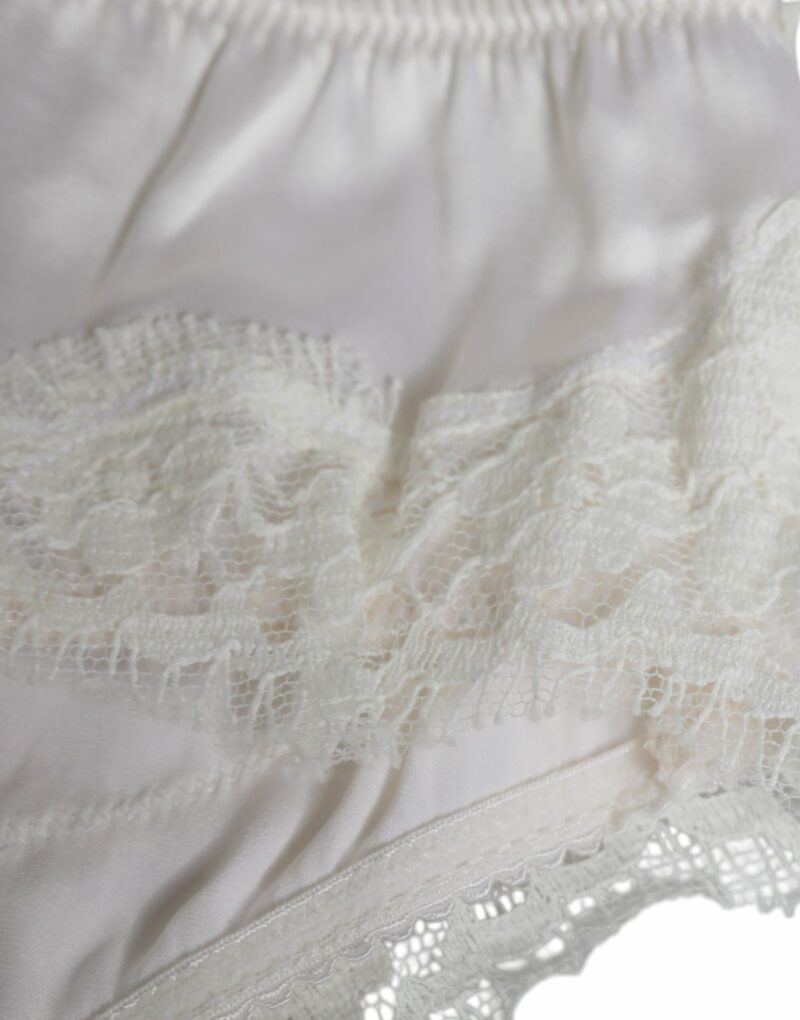 Dolce & Gabbana White Silk Stretch Panty Balconette Bra Underwear - Image 4
