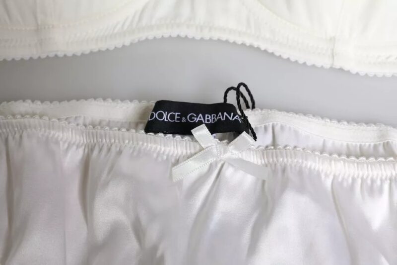 Dolce & Gabbana White Silk Stretch Panty Balconette Bra Underwear - Image 7