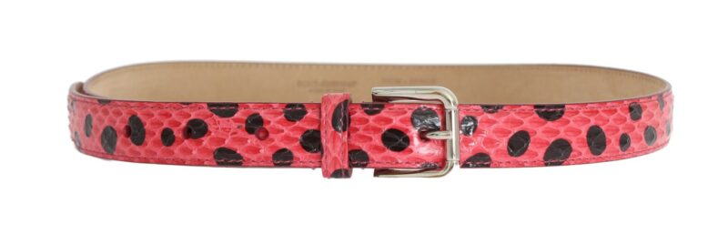 Dolce & Gabbana Polka Dot Snakeskin Belt with Silver Buckle - Image 3