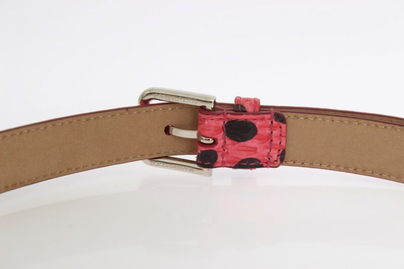 Dolce & Gabbana Polka Dot Snakeskin Belt with Silver Buckle - Image 5