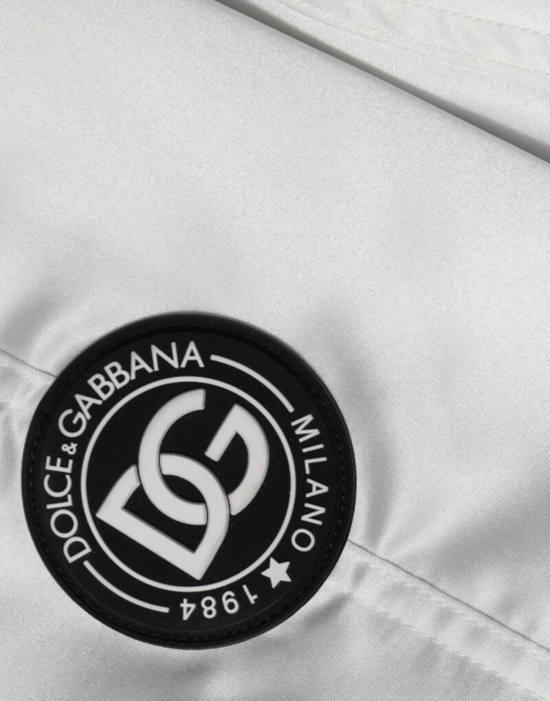 Dolce & Gabbana White Polyester Logo Full Zip Bomber Jacket - Image 8