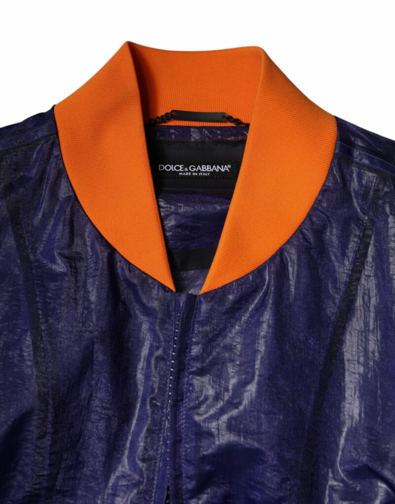 Dolce & Gabbana Blue Cotton Stretch Full Zip Bomber Jacket - Image 7