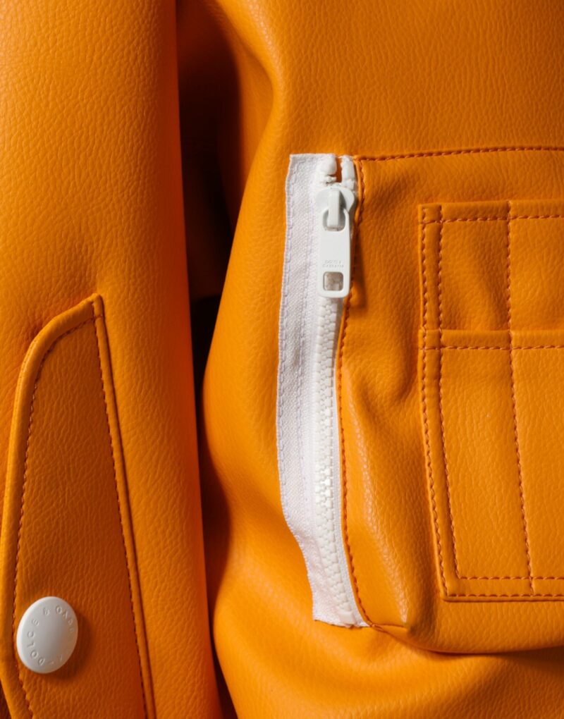 Dolce & Gabbana Orange White Full Zip Jersey Bomber Jacket - Image 6