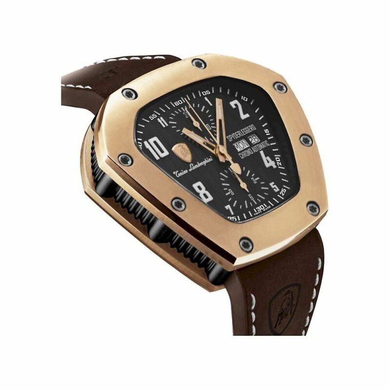 Lamborghini Black Leather Watch - Image 3