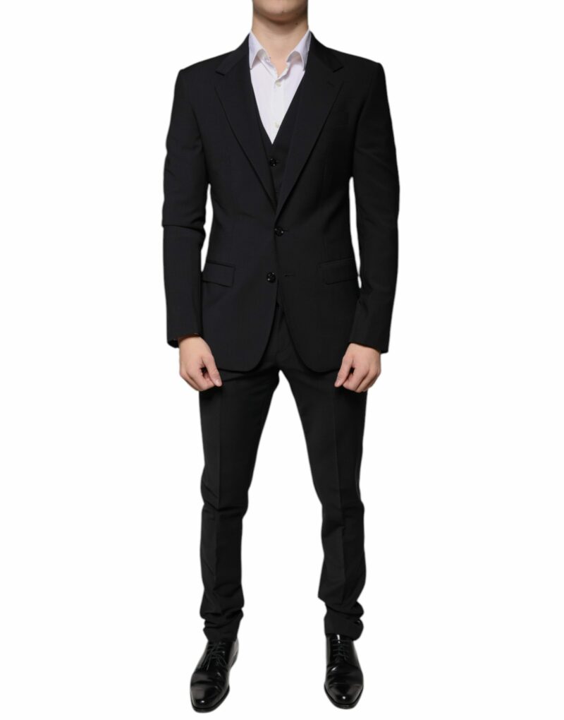 Dolce & Gabbana Black Wool MARTINI Formal 3 Piece Suit - Image 2