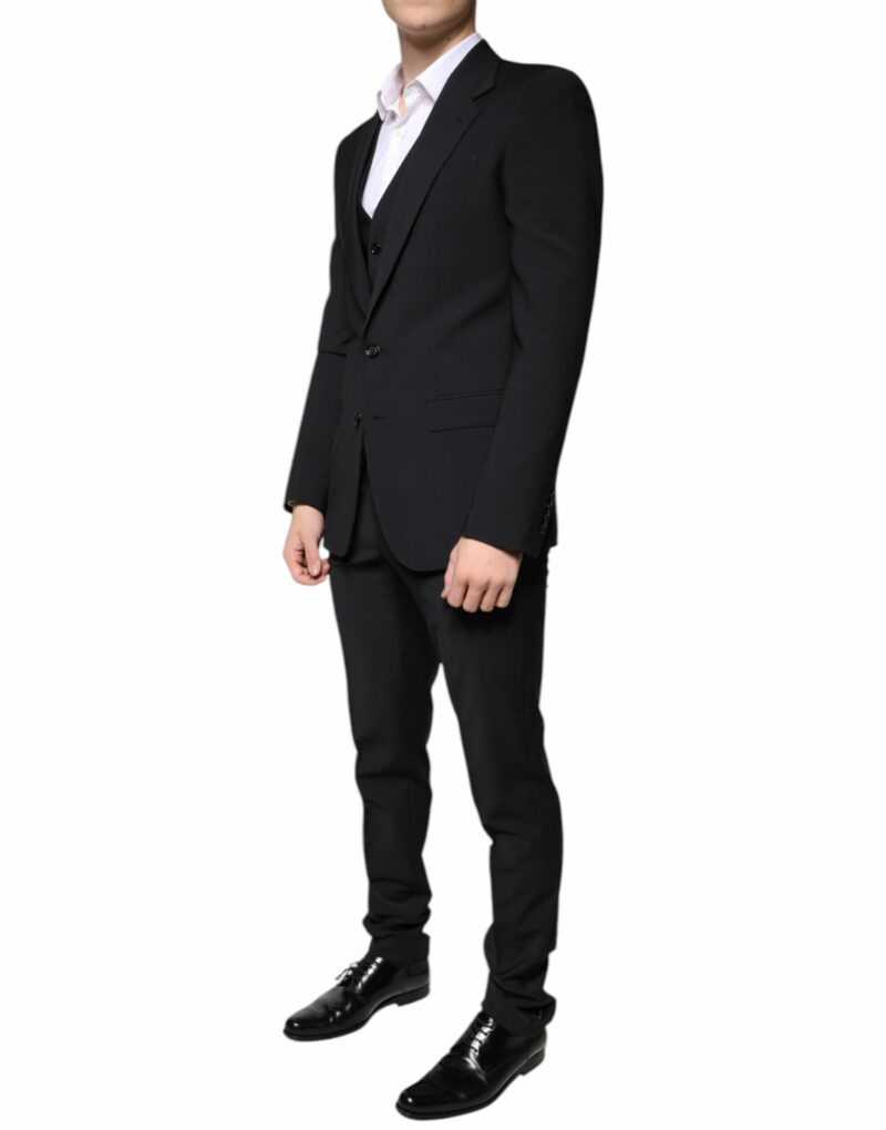 Dolce & Gabbana Black Wool MARTINI Formal 3 Piece Suit - Image 3