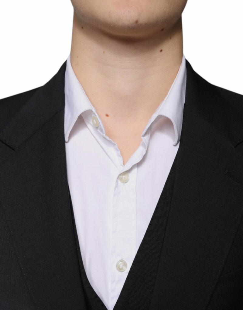 Dolce & Gabbana Black Wool MARTINI Formal 3 Piece Suit - Image 5