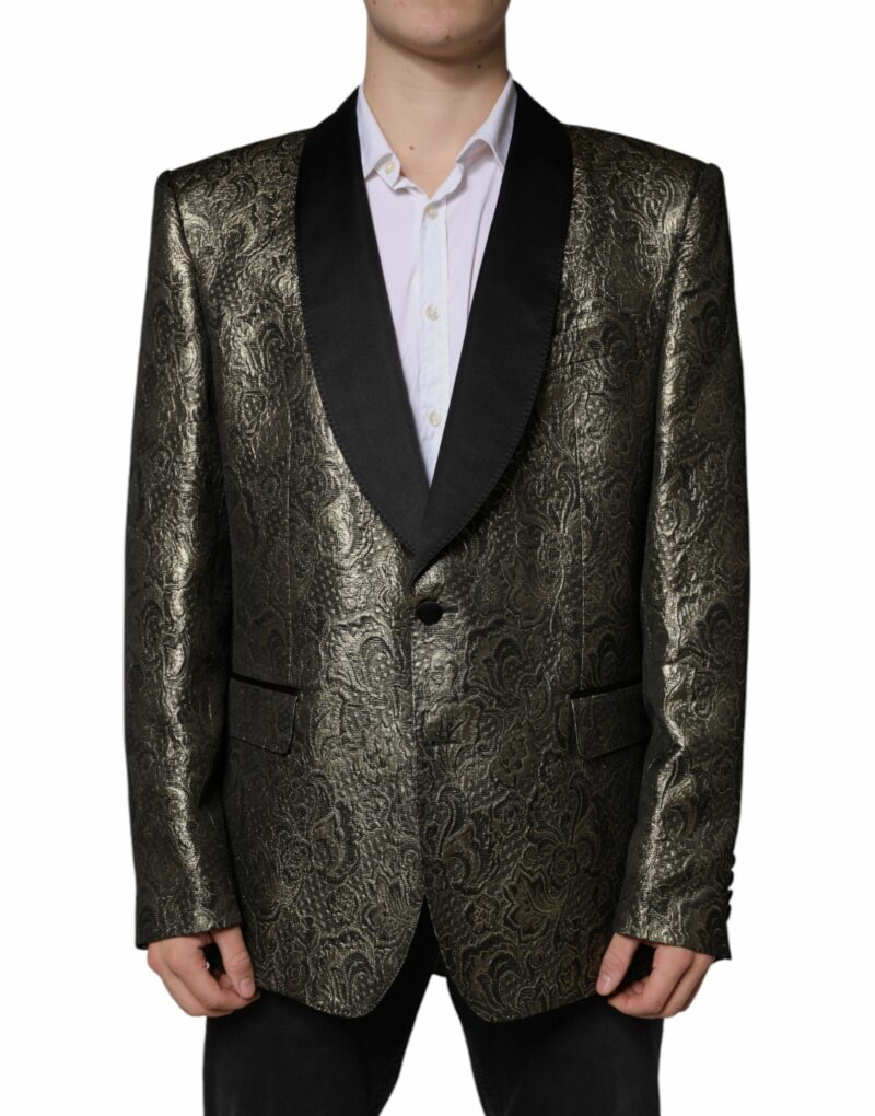 Dolce & Gabbana Gold SICILIA Jacquard Single Breasted Coat Blazer - Image 2
