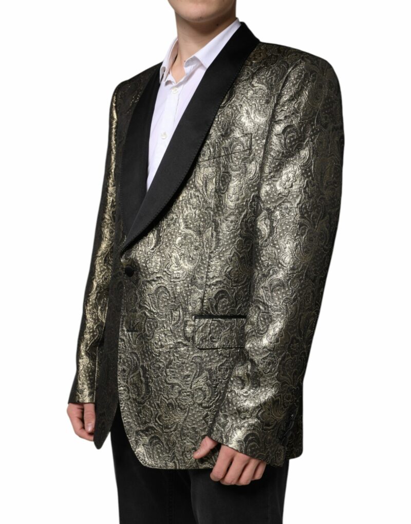 Dolce & Gabbana Gold SICILIA Jacquard Single Breasted Coat Blazer - Image 3