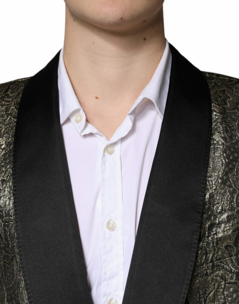 Dolce & Gabbana Gold SICILIA Jacquard Single Breasted Coat Blazer - Image 5