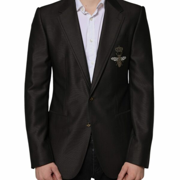 Dolce & Gabbana Blazer Brown Green Bee Wool Jacket Coat
