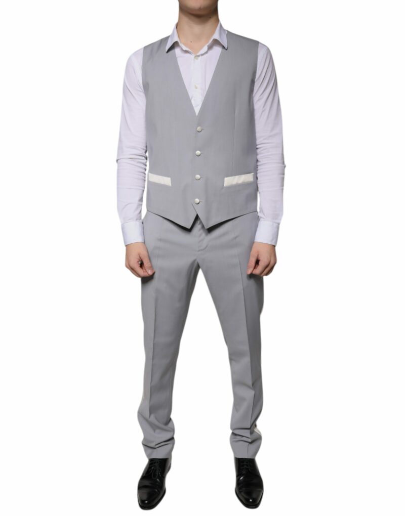 Dolce & Gabbana Gray Wool 3 Piece Slim Fit Formal Suit - Image 8