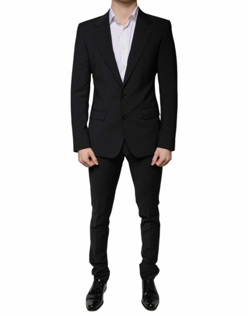 Dolce & Gabbana Black Wool 3 Piece Slim Fit Formal Men Suit - Image 2
