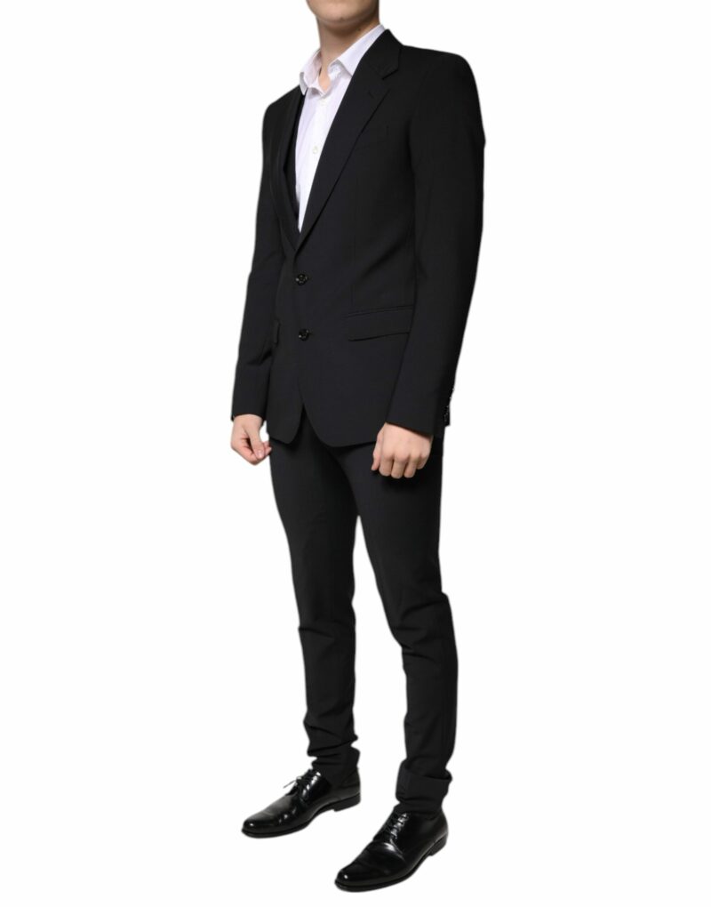 Dolce & Gabbana Black Wool 3 Piece Slim Fit Formal Men Suit - Image 3