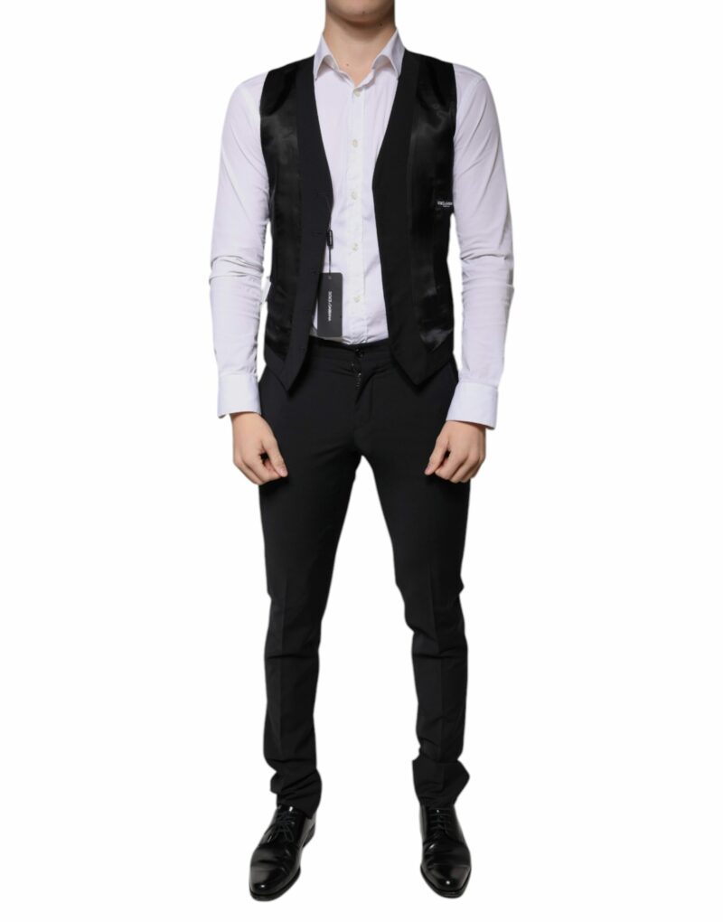 Dolce & Gabbana Black Wool 3 Piece Slim Fit Formal Men Suit - Image 8