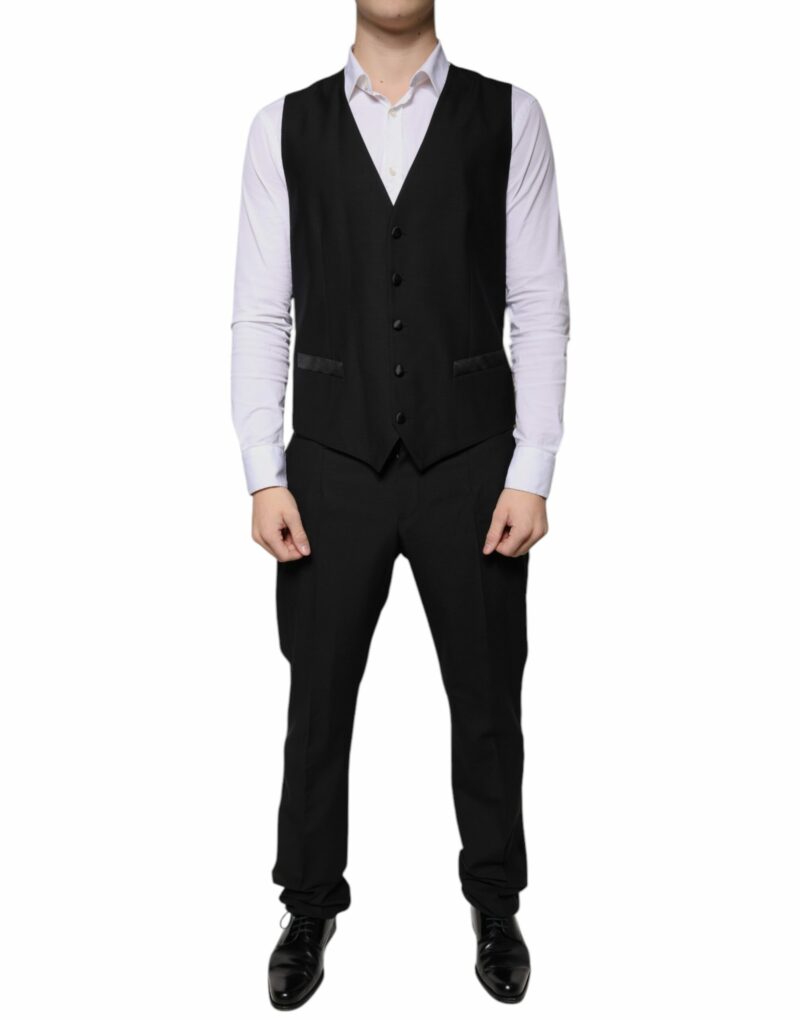 Dolce & Gabbana Black Wool 3 Piece Slim Fit Formal Suit - Image 8