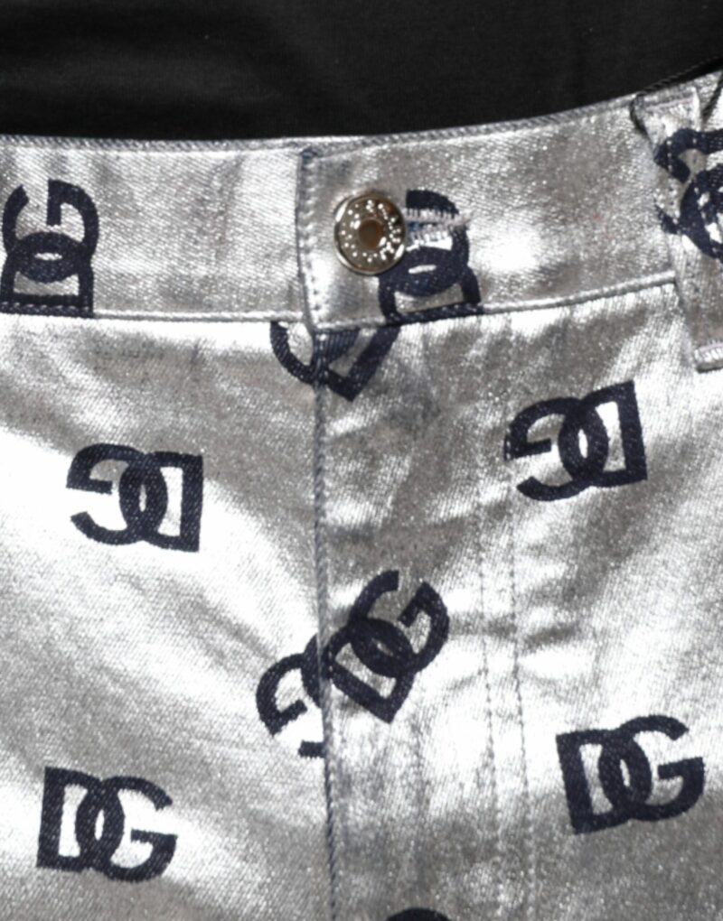 Dolce & Gabbana Silver DG Monogram Skinny Men Denim Jeans - Image 5