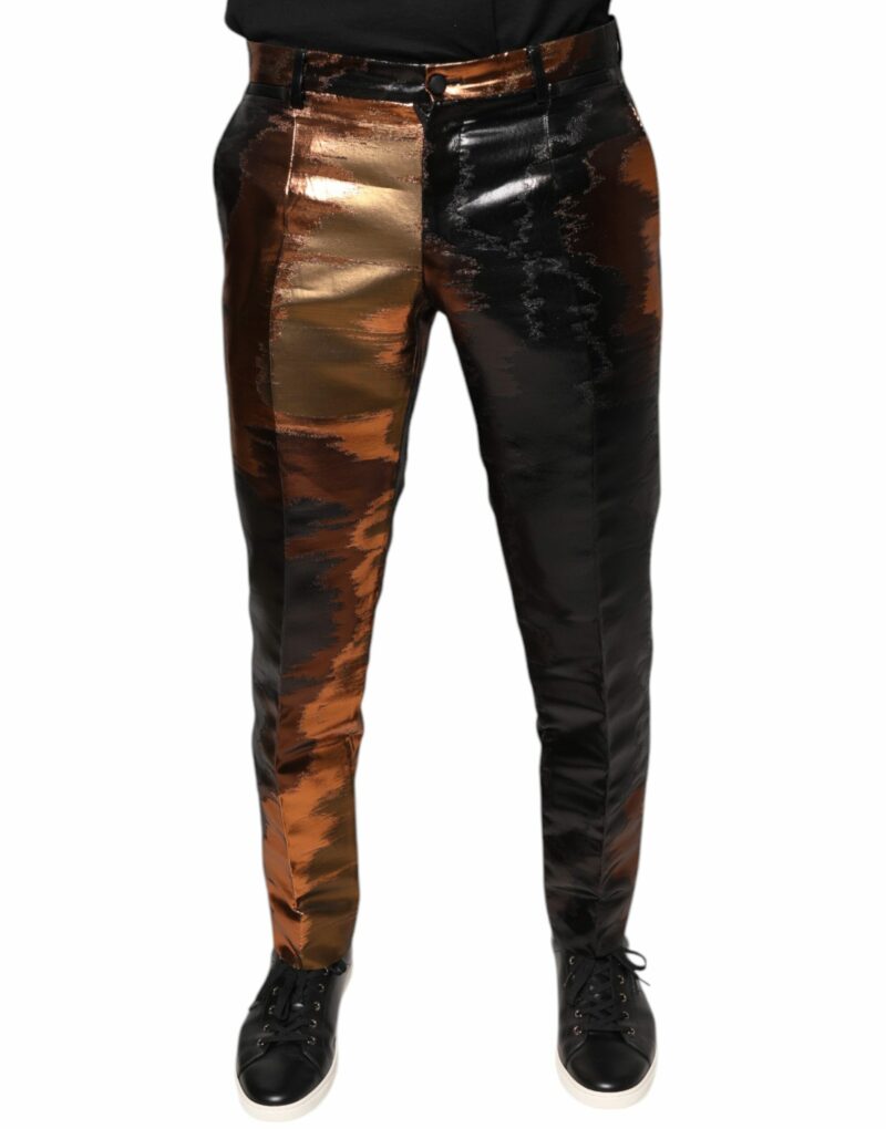 Dolce & Gabbana Multicolor Jacquard Skinny Men Pants - Image 2
