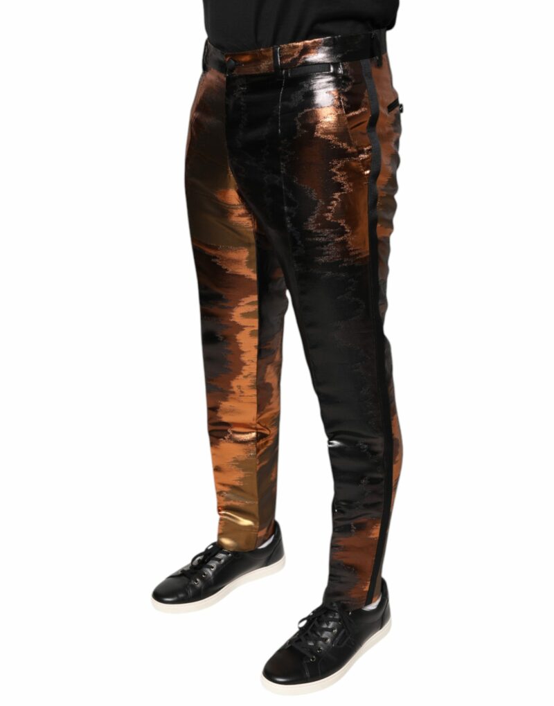 Dolce & Gabbana Multicolor Jacquard Skinny Men Pants - Image 3