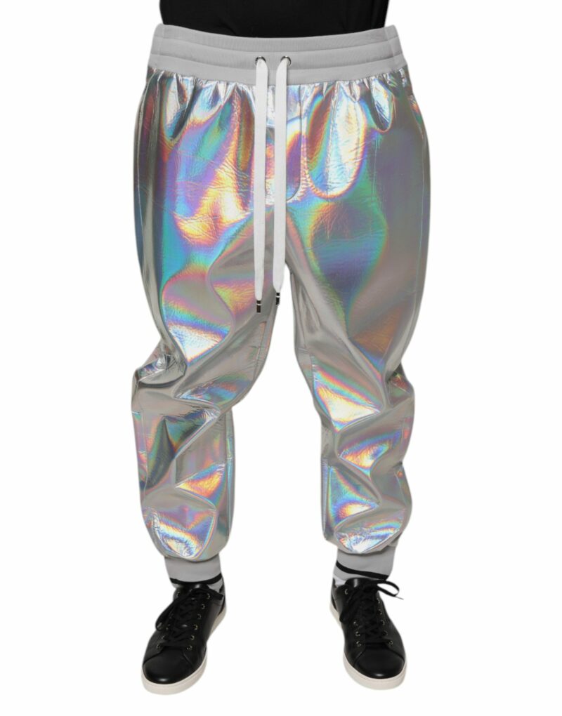 Dolce & Gabbana Silver Iridescent Men Jogger Sweatpants Pants - Image 2