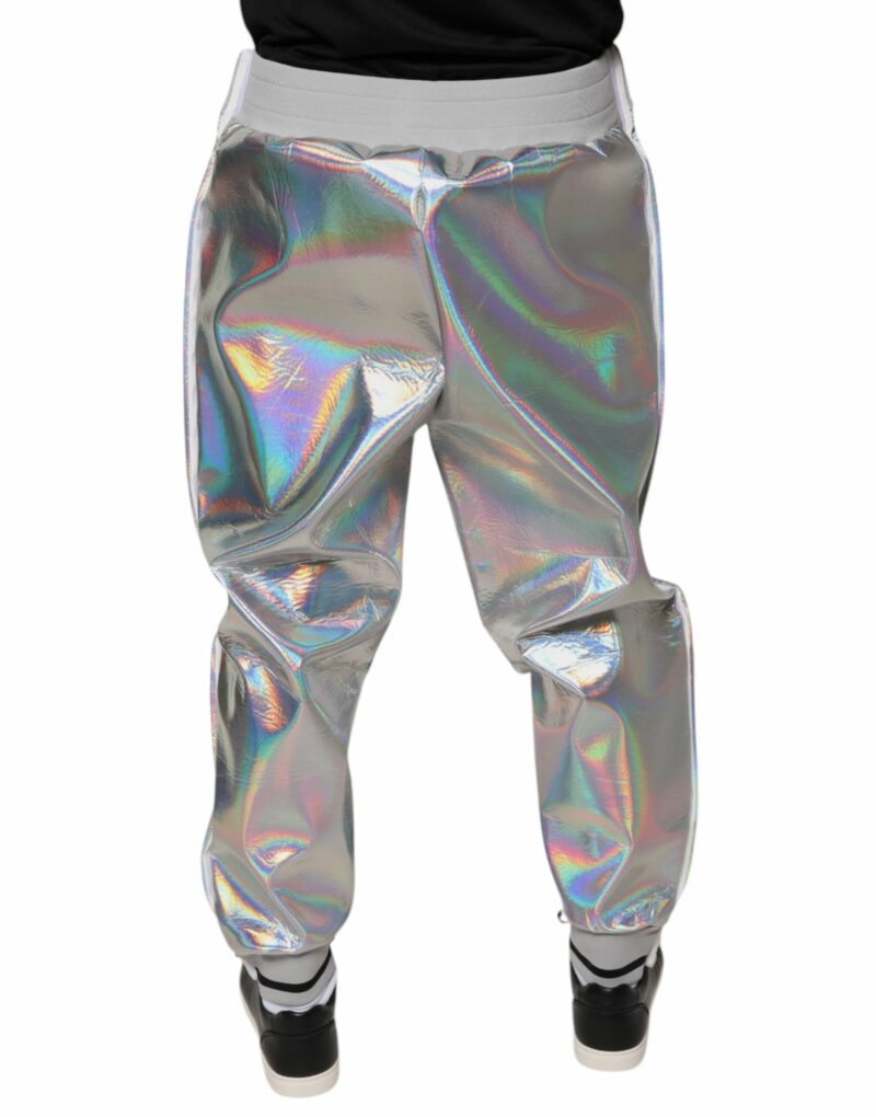 Dolce & Gabbana Silver Iridescent Men Jogger Sweatpants Pants - Image 4