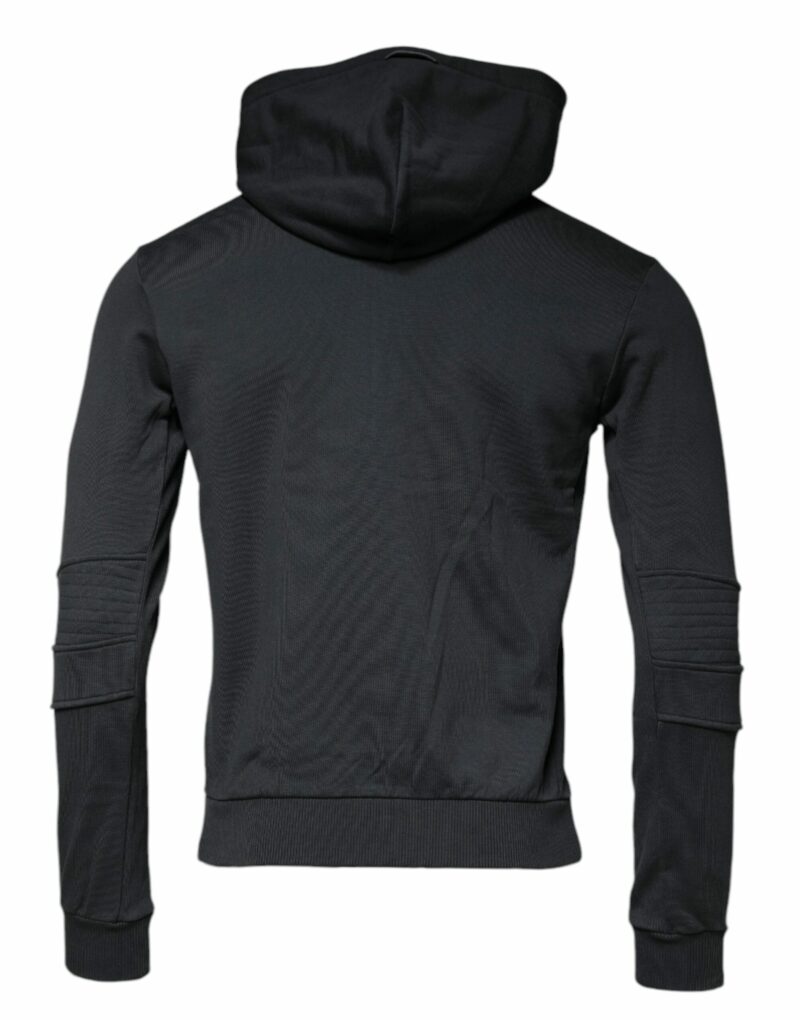 Dolce & Gabbana Black Cotton Hooded Men Full Zip Sweater - Image 5