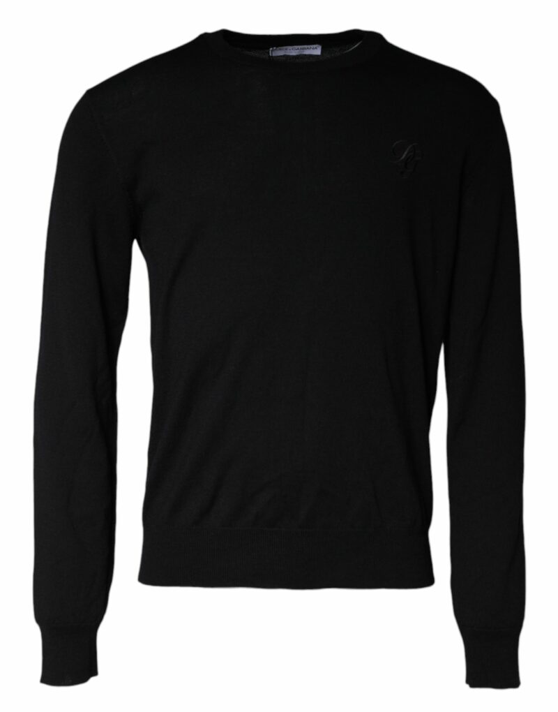 Dolce & Gabbana Black Wool Knit Crew Neck Pullover Sweater - Image 2