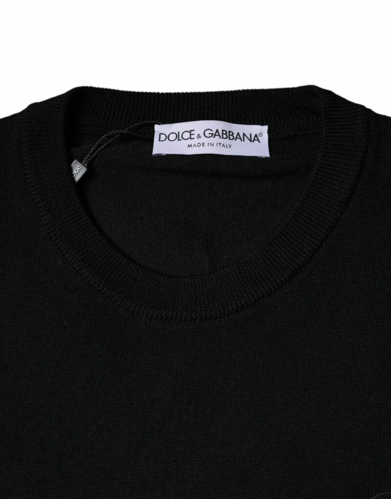 Dolce & Gabbana Black Wool Knit Crew Neck Pullover Sweater - Image 6