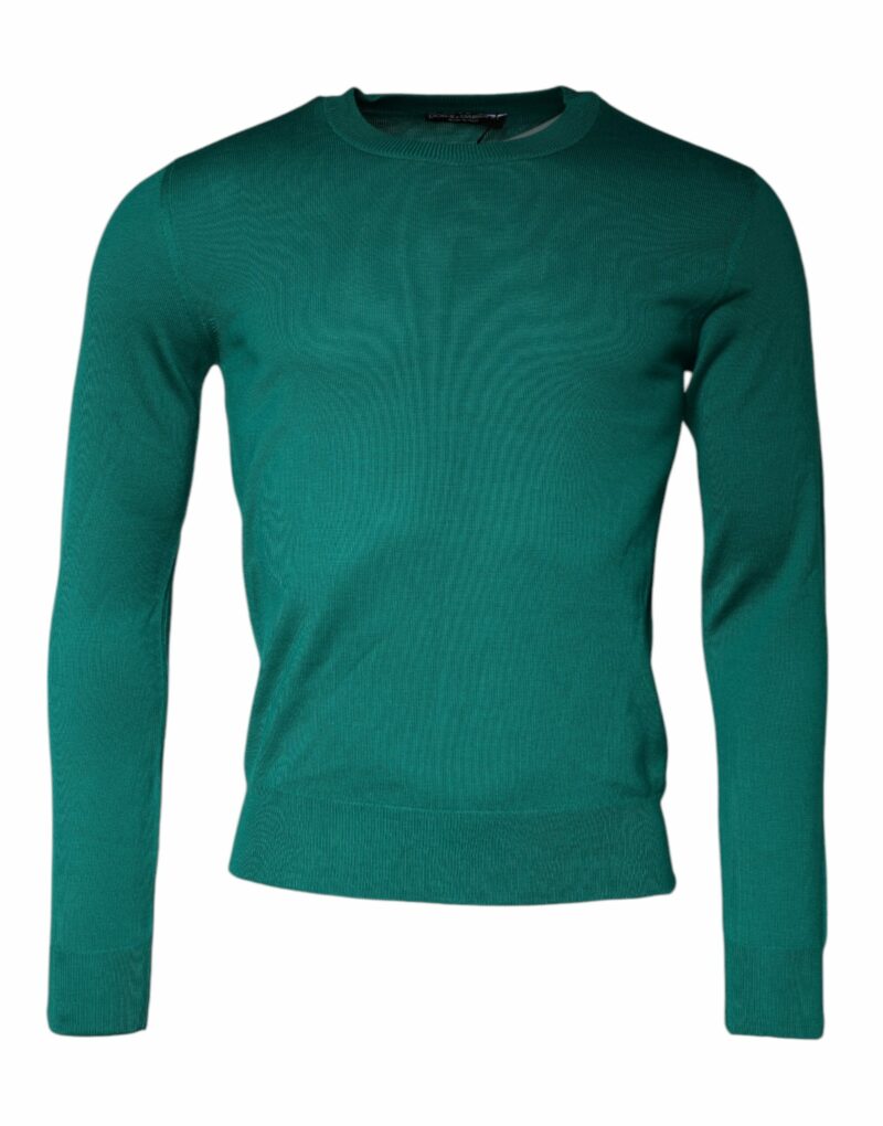Dolce & Gabbana Green Wool Knit Crew Neck Pullover Sweater - Image 2