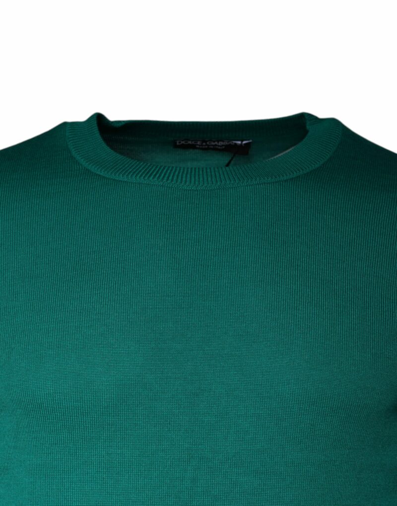Dolce & Gabbana Green Wool Knit Crew Neck Pullover Sweater - Image 3