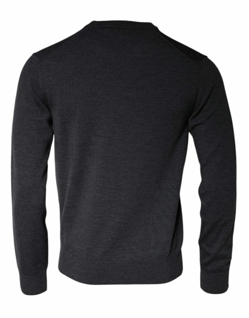 Dolce & Gabbana Dark Gray Wool Crew Neck Pullover Sweater - Image 5