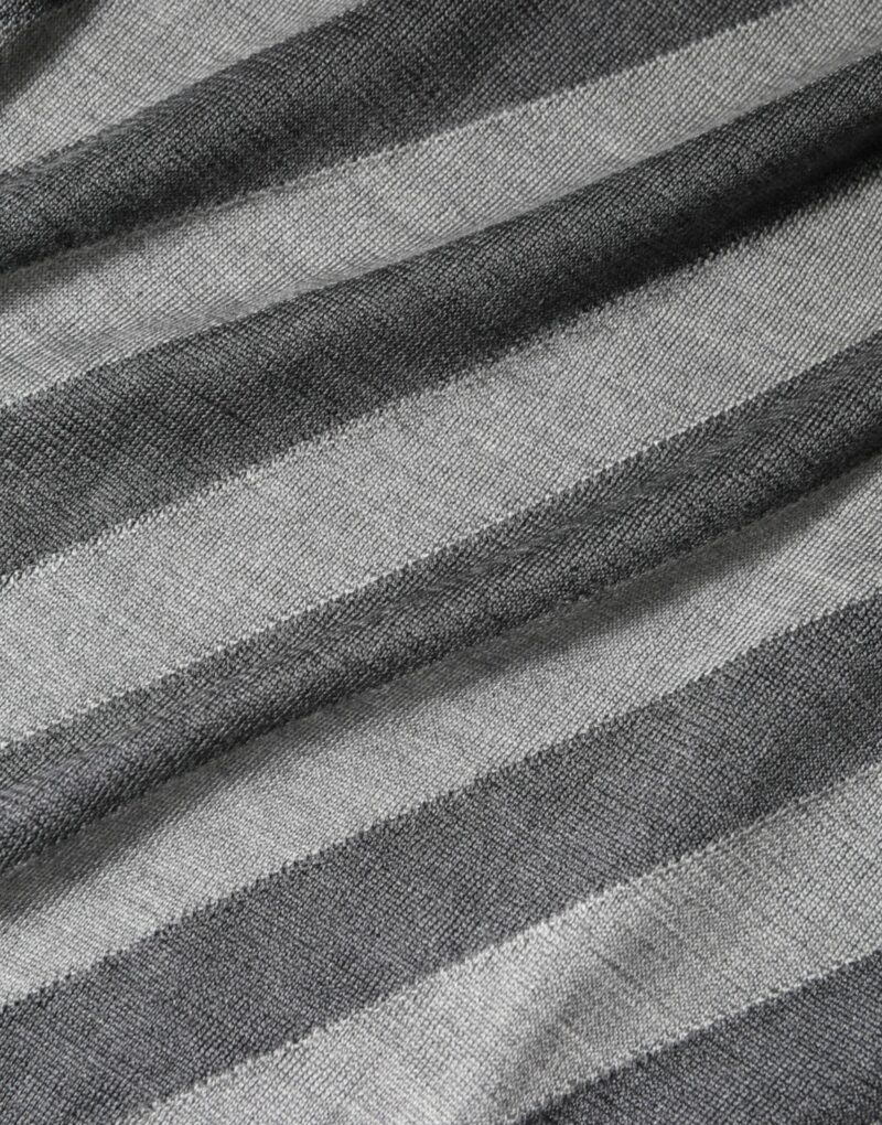 Dolce & Gabbana Gray Stripes Long Sleeve Round Neck Pullover Sweater - Image 7