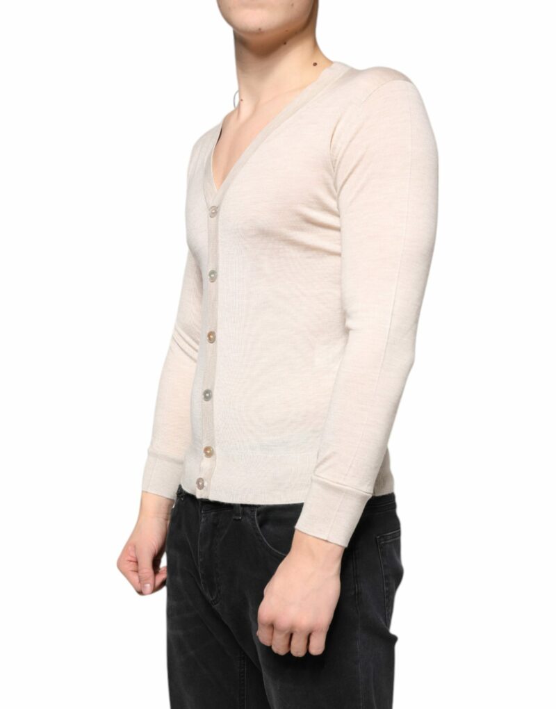 Dolce & Gabbana Beige Cashmere Button Down Cardigan Sweater - Image 3